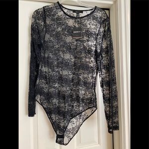 Forever 21 black lace bodysuit 2X